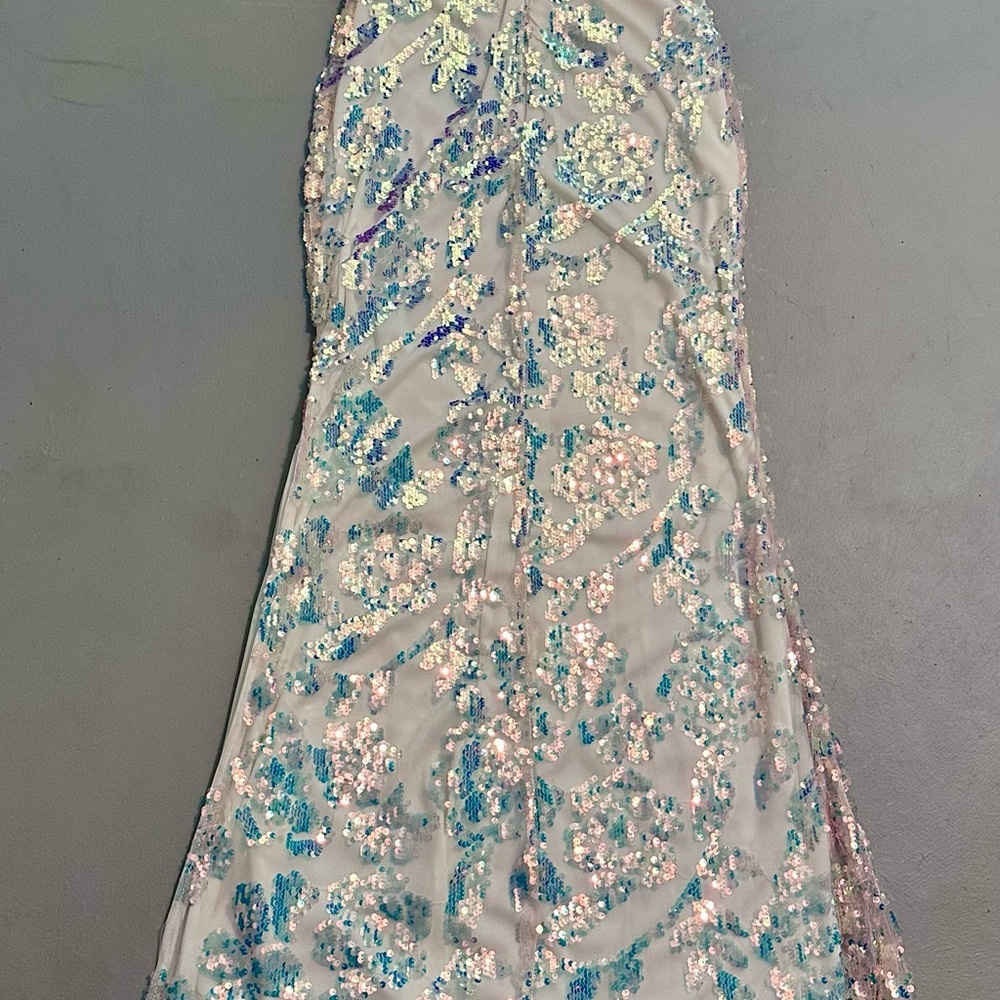 Soieblu Size Small Sequin Glitter Dress long Formal Semi Full w/slit - Picture 5 of 10